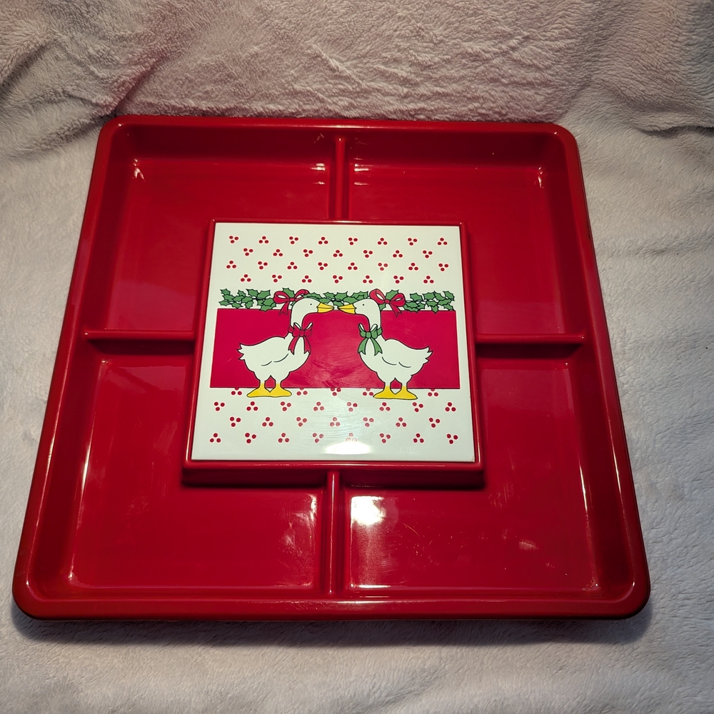 Holiday Duck 4:Section Cheese Platter- Vintage